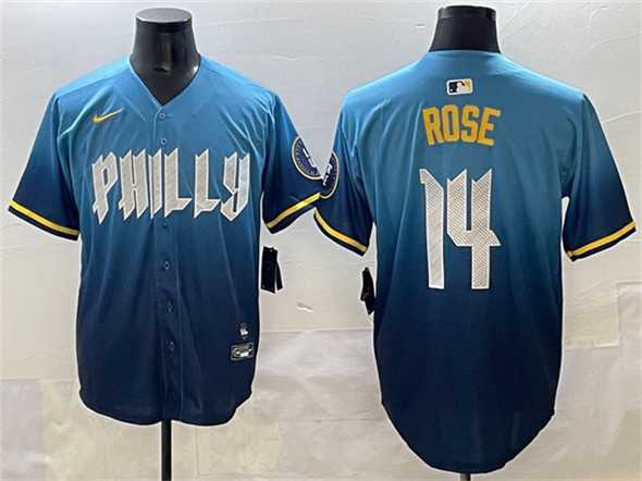 Men's Philadelphia Phillies #14 Pete Rose Blue 2024 City Connect Limited Stitched Jersey,We sell and wholesale Men's Philadelphia Phillies #14 Pete Rose Blue 2024 City Connect Limited Stitched Jersey on line form chian!